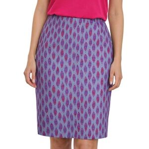 LulaRoe CASSIE Stylish Blue and Pink Feather Pencil Skirt